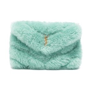 SAINT LAURENT
Puffer Shearling Clutch In Green
